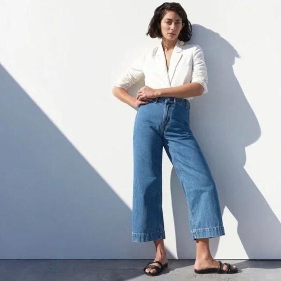 Everlane The Wide Leg Cropped High Rise Ankle Jean Size 27 - Picture 1 of 7